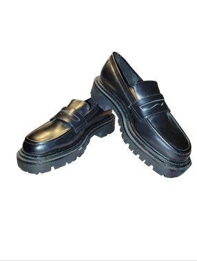 H&M Chunky Black Lug Sole Penny Loafers Size 6 (EU 37) NWOB